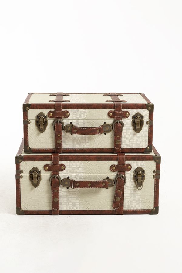 Juego de 2 Maletas Almacenaje Decorativas Madera Safra