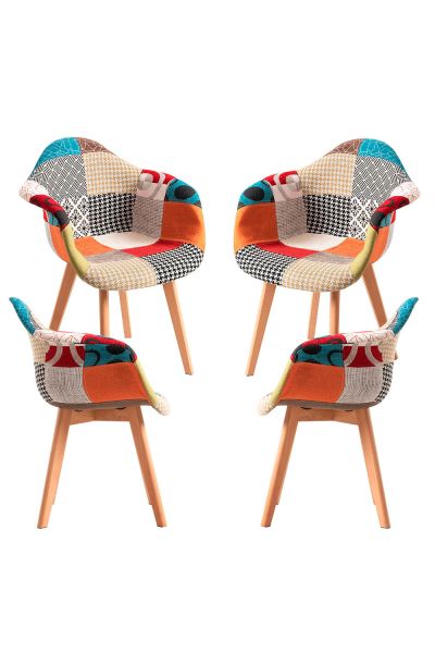 Pack 4 Sillas Belu Patchwork: Estilo rompedor para tu comedor