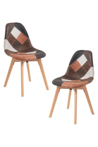 Pack 2 Sillas Kelen Patchwork Polipiel - Pack ideal de Sillas Nórdicas