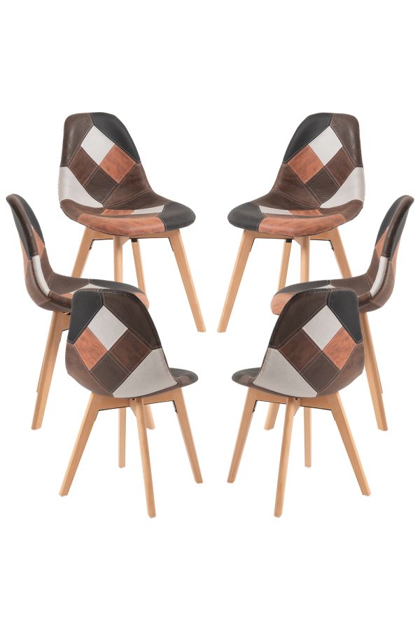 Pack 6 Sillas Kelen Patchwork Polipiel