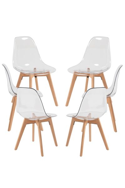 Pack 6 Sillas Kelen Transparentes - Elegancia Comedor