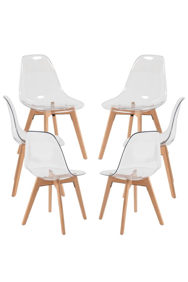 Pack 6 Sillas Kelen Transparentes