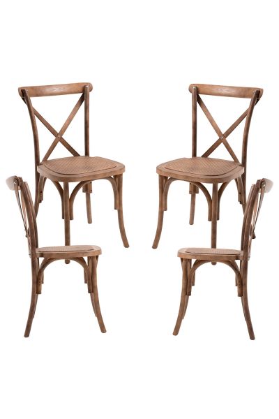 Pack 4 Sillas Altea Polipropileno efecto Rattan y Madera