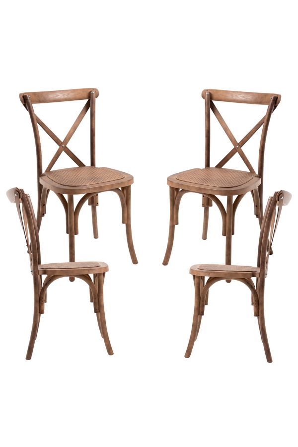 Pack 4 Sillas Altea Polipropileno efecto Rattan y Madera