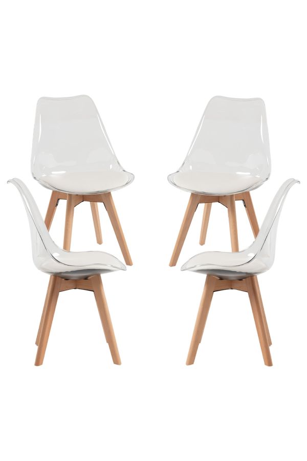 Pack 4 Sillas Synk Transparente Asiento