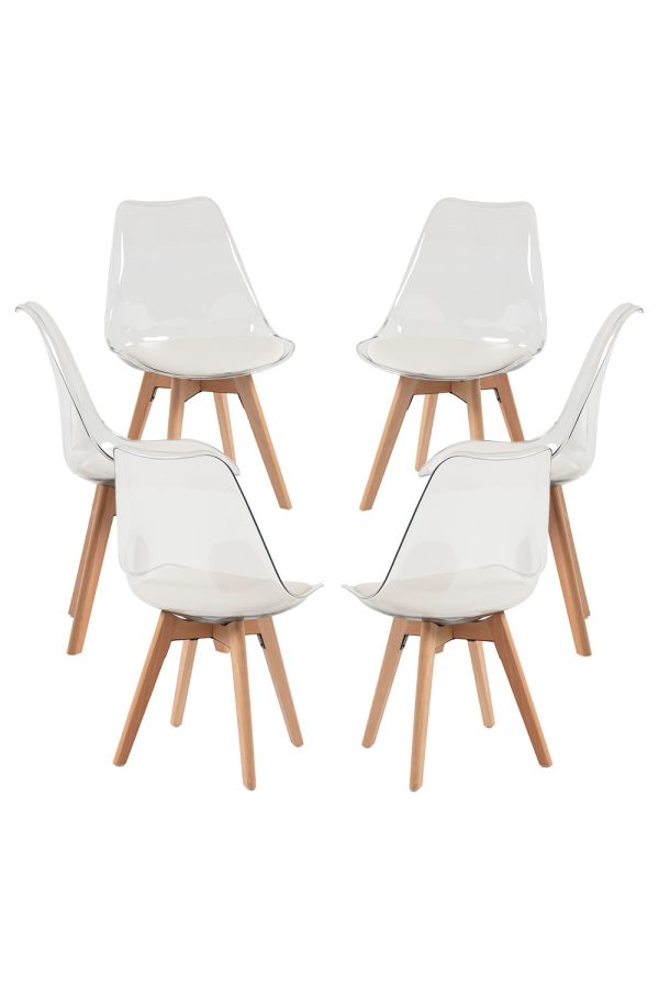 Pack 6 Sillas Synk Transparente Asiento