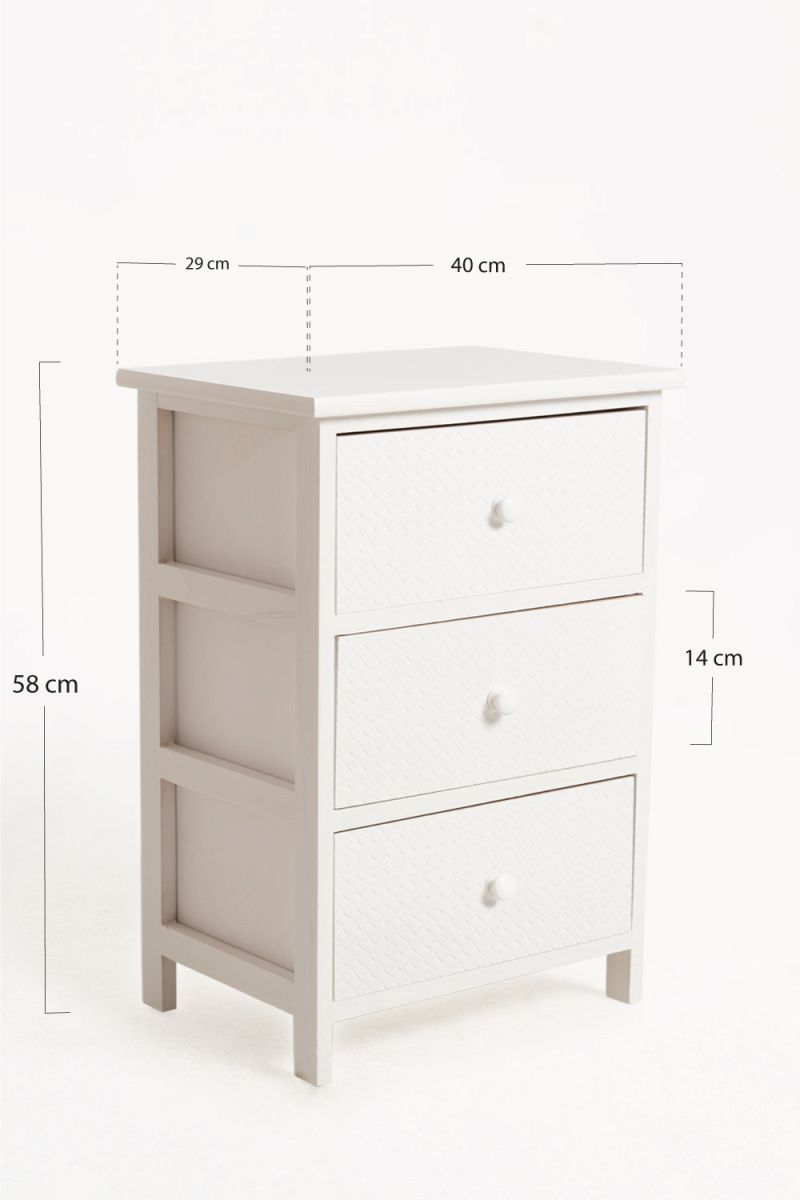 Mueble Auxiliar Lotuc Blanco Ancho 3 Cajones - Regalos Miguel