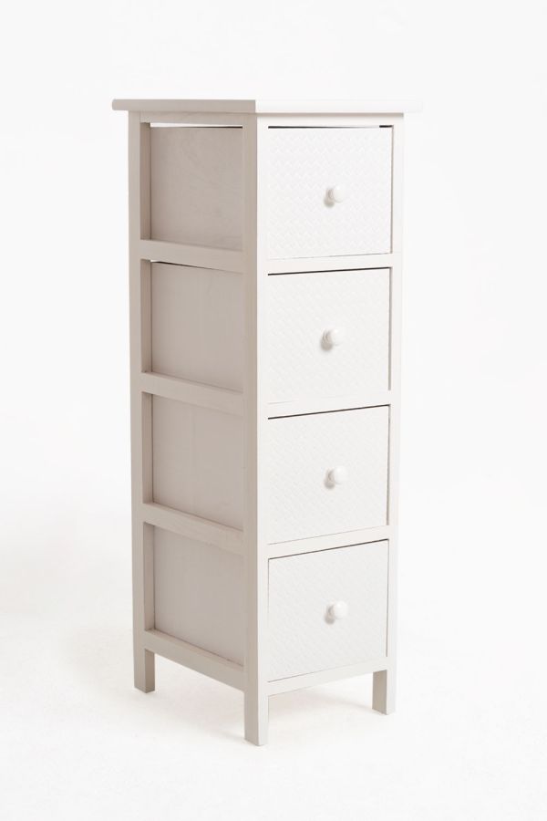 Mueble Auxiliar Lotuc Blanco Estrecho 4 Cajones