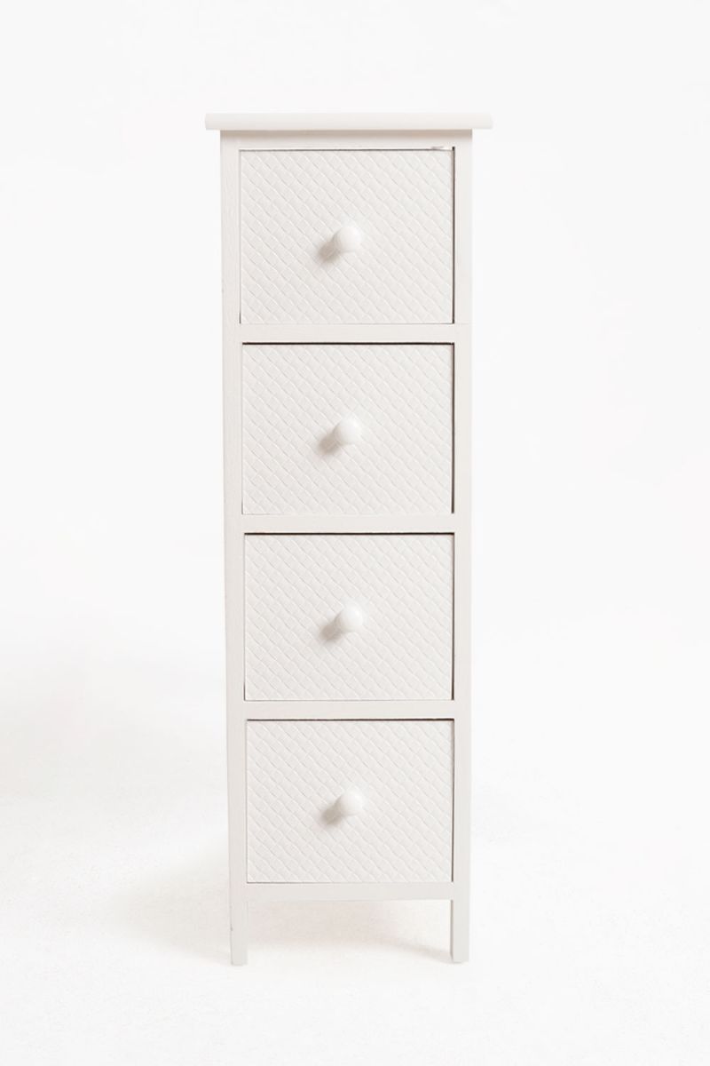 Mueble Auxiliar Lotuc Blanco Estrecho 4 Cajones - Regalos Miguel
