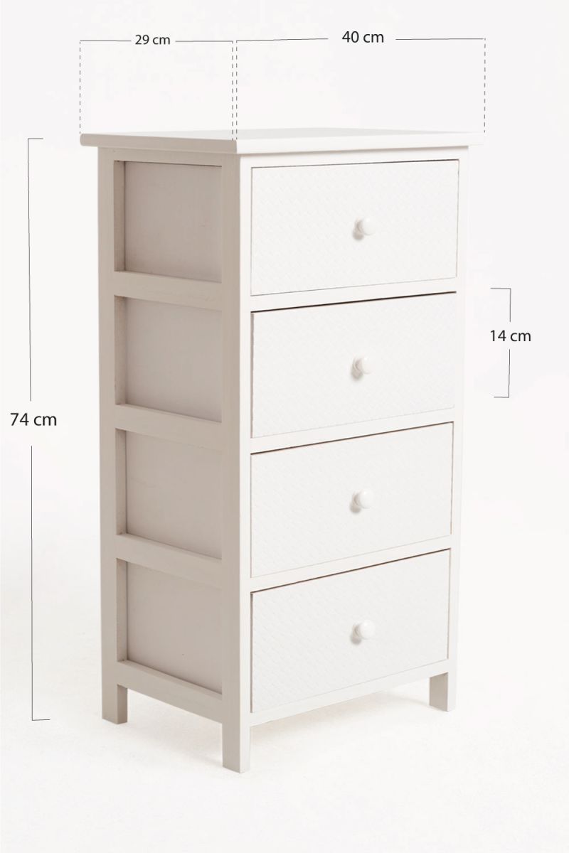 Mueble Auxiliar Lotuc Blanco Ancho 4 Cajones - Regalos Miguel