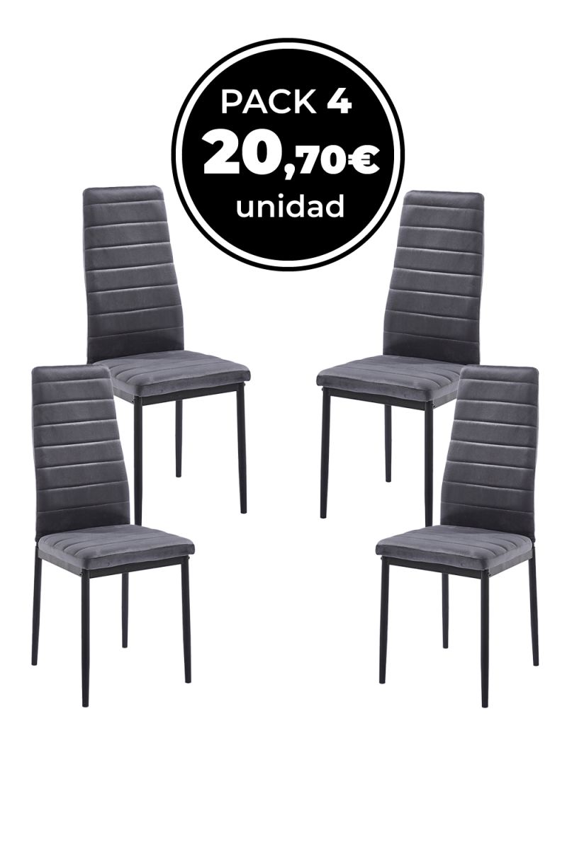Pack 4 Sillas Lauter Terciopelo - Ahorra con tu Pack de Sillas