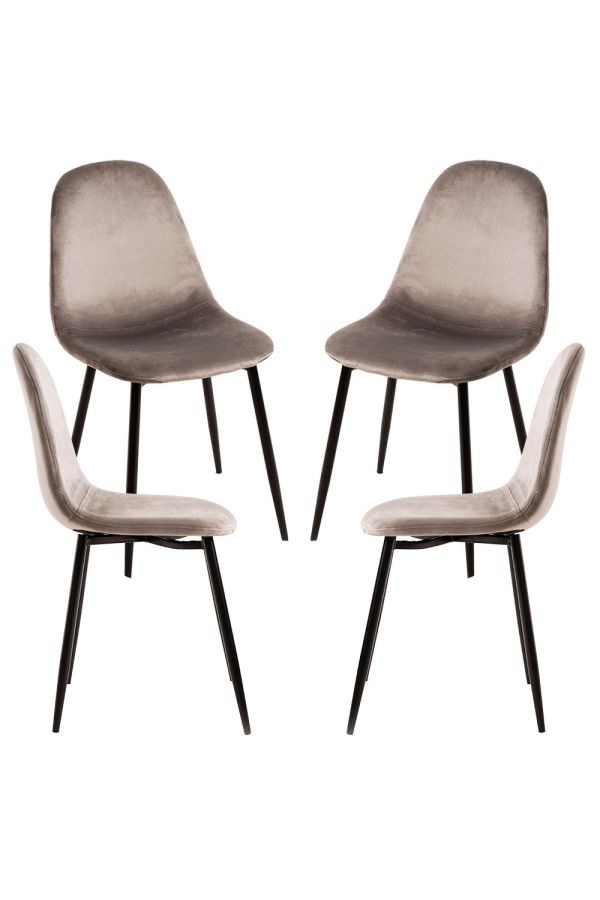 Pack 4 Sillas Teok Black Terciopelo