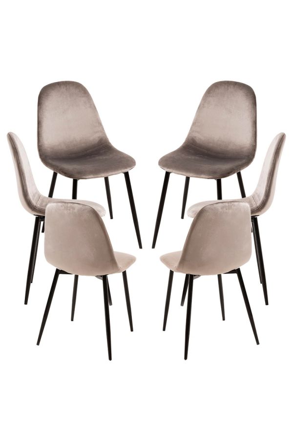 Pack 6 Sillas Teok Black Terciopelo