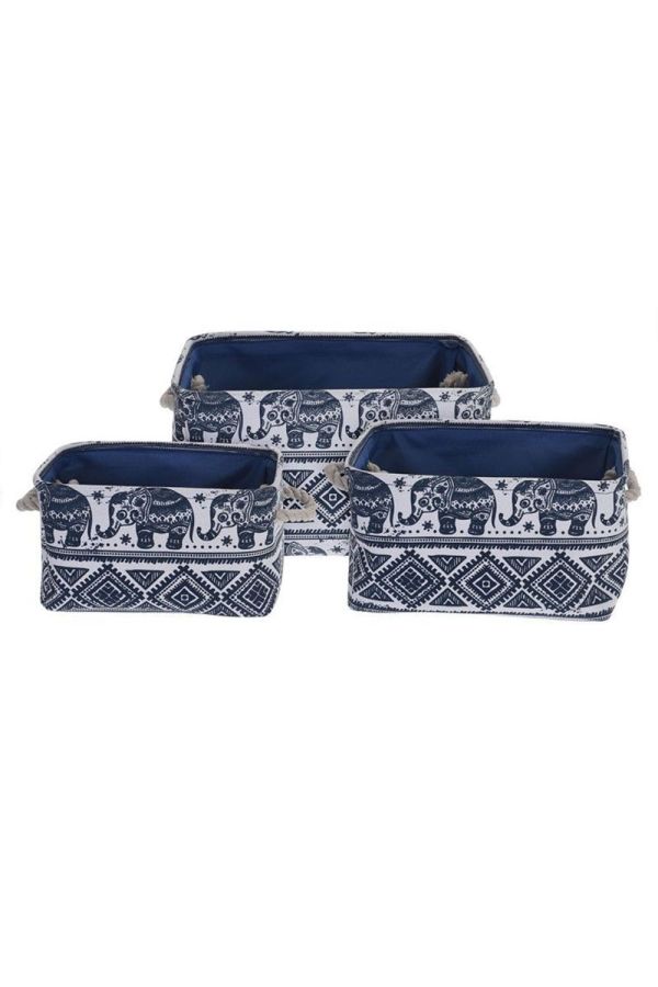 Set 3 Cestas Saski Tela Azules