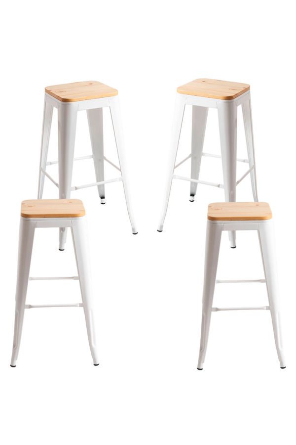 Pack 4 Taburetes Torix Altos Madera Natural