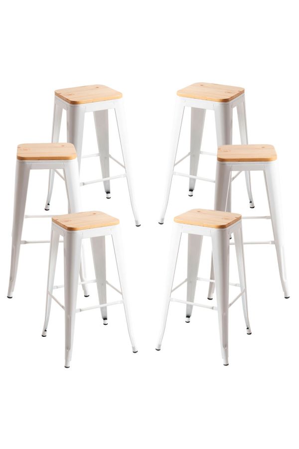 Pack 6 Taburetes Torix Altos Madera Natural