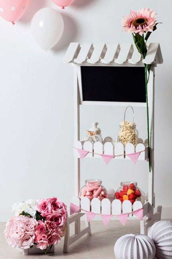 Carrito Candy Bar Madera Envejecida Lollipop