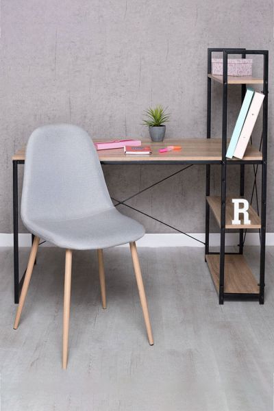 Conjunto Escritorio Kecil y Silla Teok Tela - Estilo Vanguardista