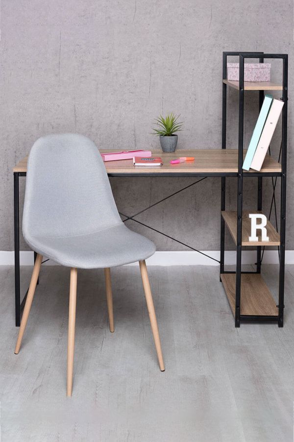Conjunto Escritorio Kecil y Silla Teok Tela