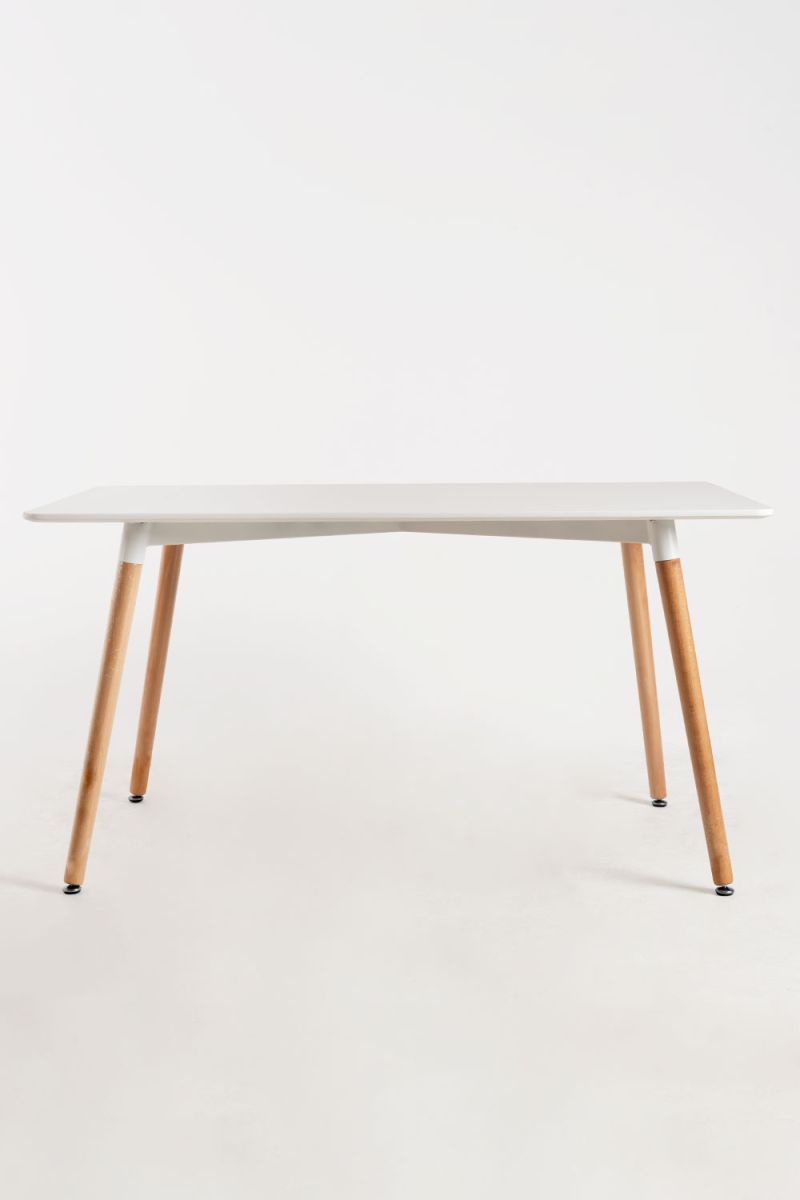 Conjunto Mesa Tower Rectangular 120 x 80 cm Blanca y Pack 4 Sillas Kelen