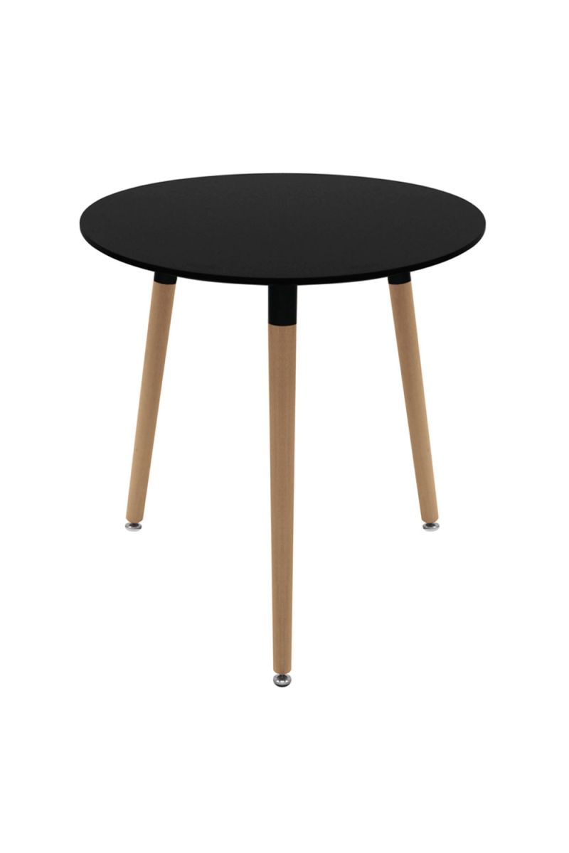 Conjunto Mesa Tower Redonda 80 cm Negra y Pack 2 Sillas Synk Basic