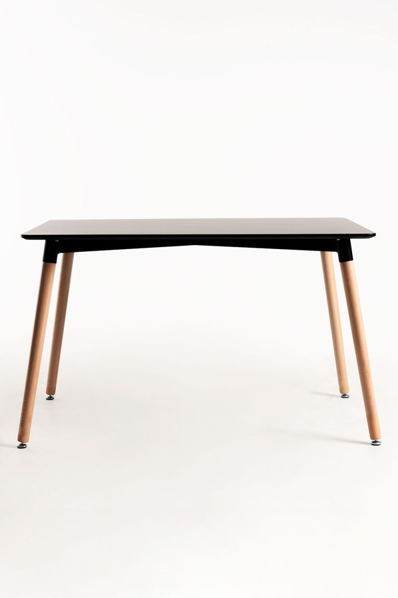 Conjunto Mesa Tower Rectangular 120 x 80 cm Negra y Pack 4 Sillas Synk Basic