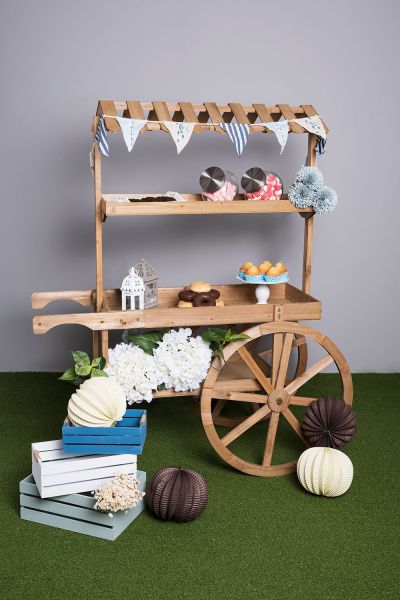 Carrito transportable para fiestas de niños y adultos en madera