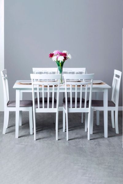 Conjunto Mesa Yuka 140 x 80 cm y Pack 6 Sillas Tui